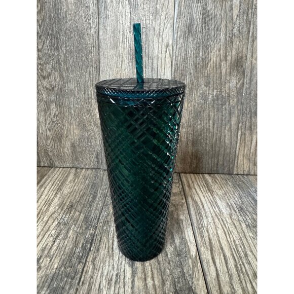 Starbucks Holiday 2021 Emerald Green Jeweled Venti 24oz Cold Cup Tumbler w Straw - Picture 3 of 8